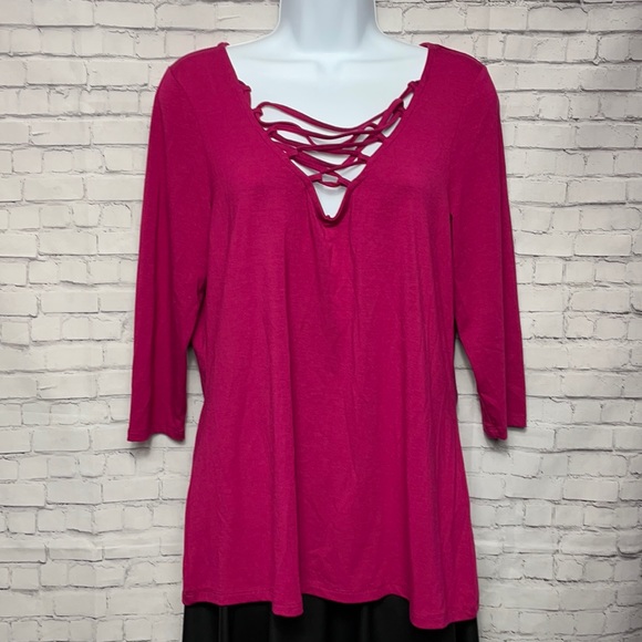 torrid Tops - Torrid Three Quarter Sleeve Top Burgundy Size 0